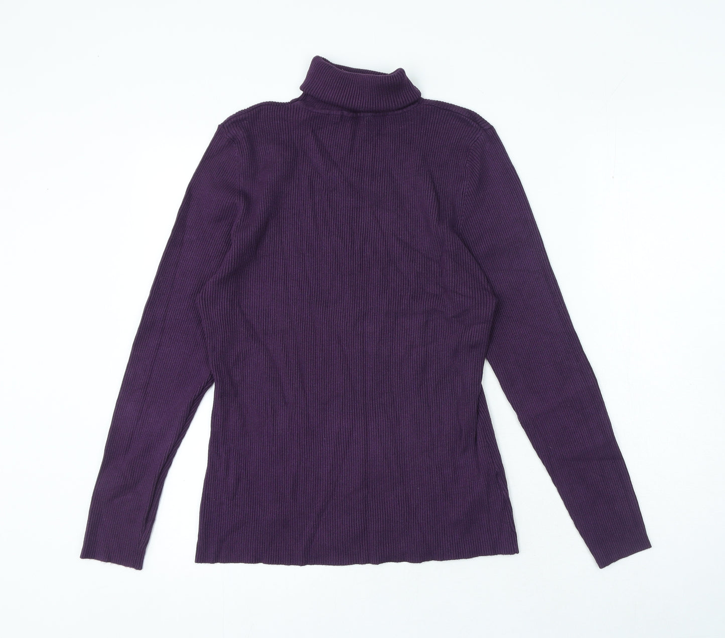 Papaya Womens Purple Viscose Basic T-Shirt Size 22 Roll Neck