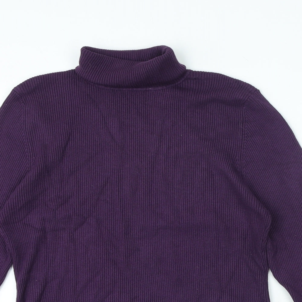 Papaya Womens Purple Viscose Basic T-Shirt Size 22 Roll Neck