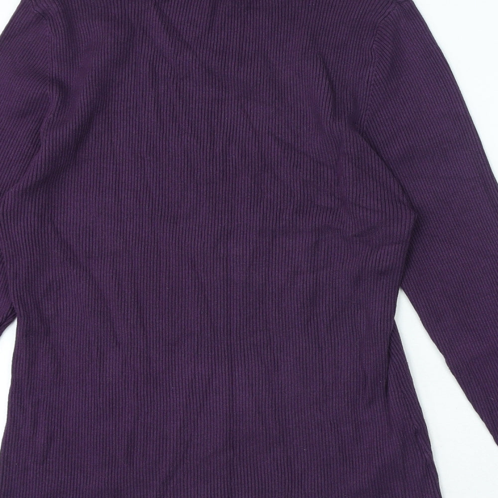 Papaya Womens Purple Viscose Basic T-Shirt Size 22 Roll Neck