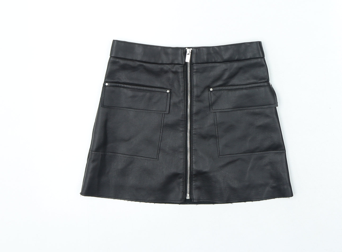 River Island Girls Black Polyester Mini Skirt Size 6 Years Regular Zip