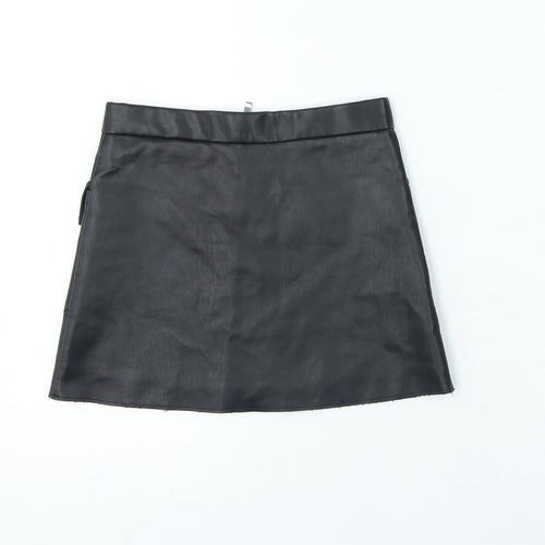 River Island Girls Black Polyester Mini Skirt Size 6 Years Regular Zip