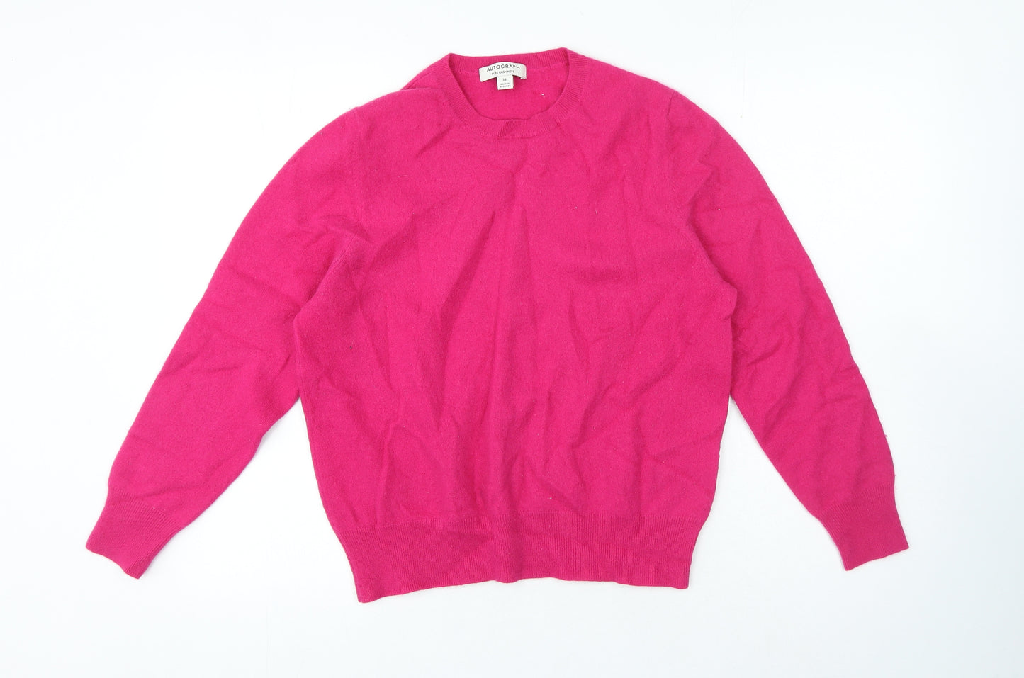 Autograph Womens Pink Crew Neck Cashmere Pullover Jumper Size 18