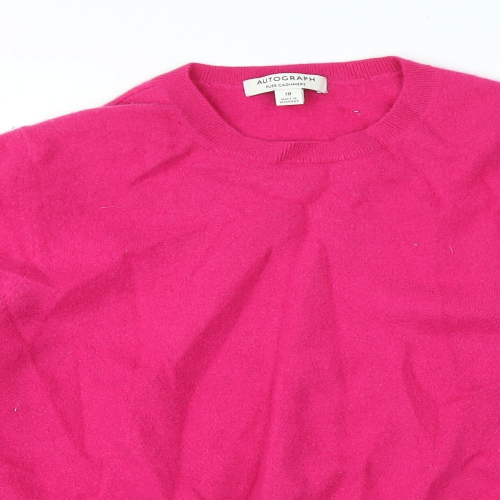 Autograph Womens Pink Crew Neck Cashmere Pullover Jumper Size 18