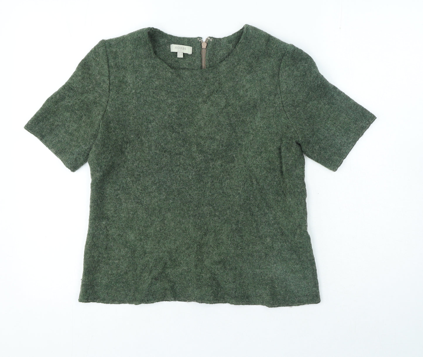 Hobbs Womens Green Viscose Basic T-Shirt Size 10 Round Neck