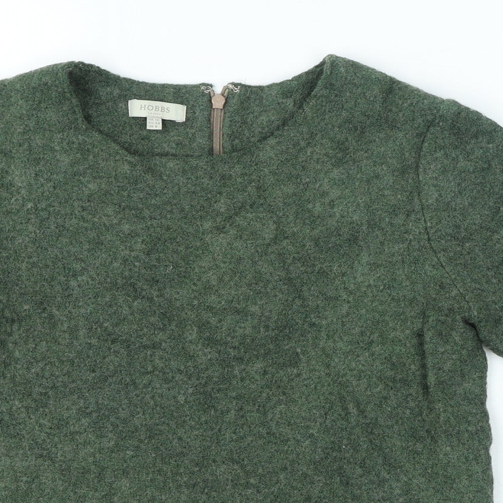 Hobbs Womens Green Viscose Basic T-Shirt Size 10 Round Neck