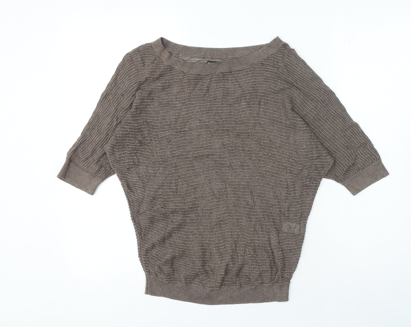 Express Womens Brown Viscose Basic T-Shirt Size XS Boat Neck