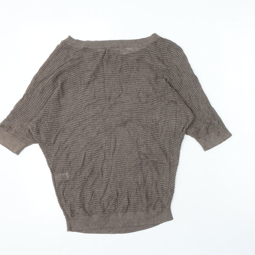 Express Womens Brown Viscose Basic T-Shirt Size XS Boat Neck