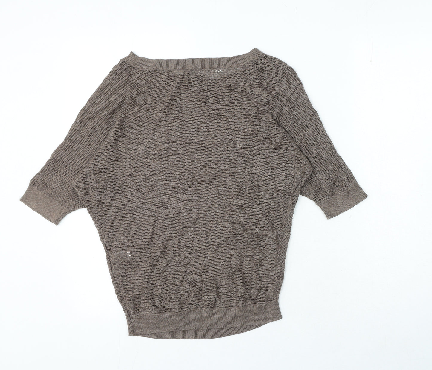 Express Womens Brown Viscose Basic T-Shirt Size XS Boat Neck