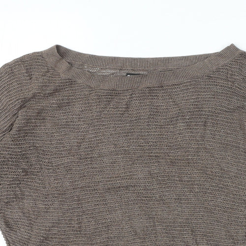 Express Womens Brown Viscose Basic T-Shirt Size XS Boat Neck