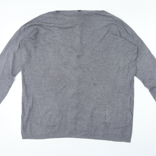 Preworn Womens Grey Polyester Basic T-Shirt Size L Round Neck - Peral