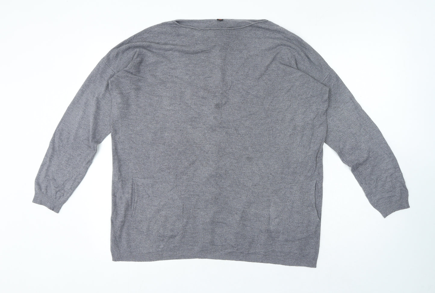Preworn Womens Grey Polyester Basic T-Shirt Size L Round Neck - Peral