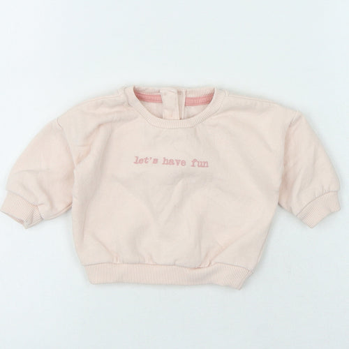 Matalan Girls Pink Polyester Jersey T-Shirt Size 0-3 Months Crew Neck - Sloagan