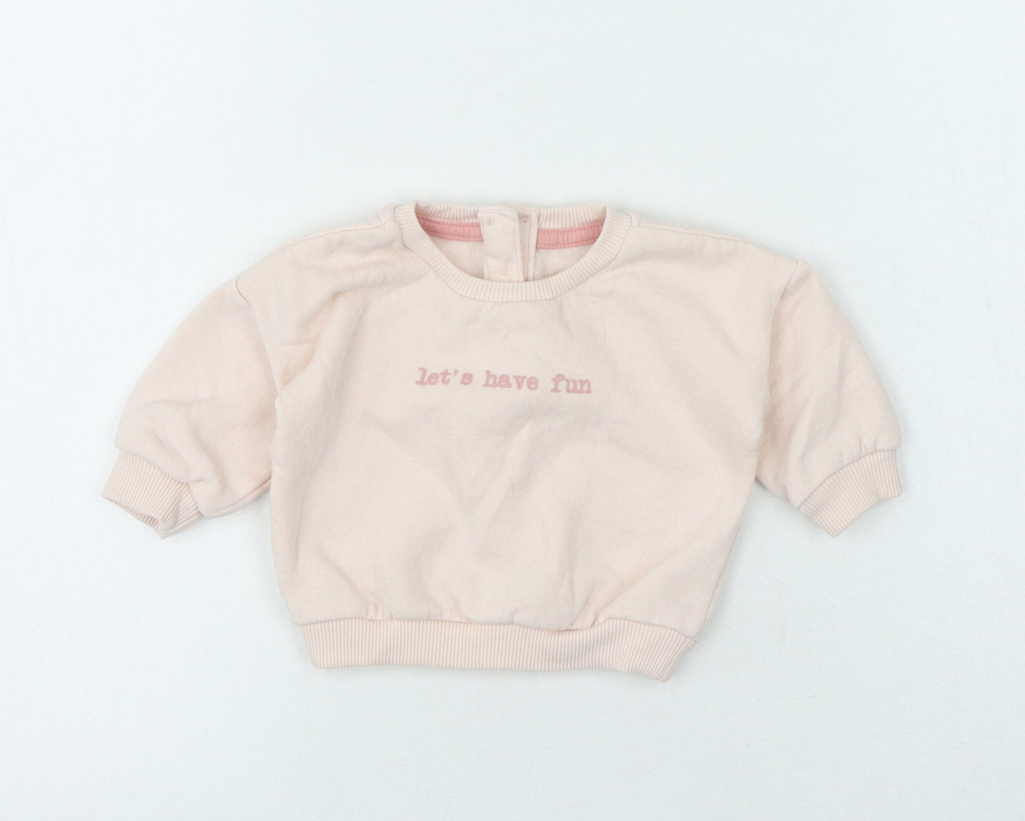 Matalan Girls Pink Polyester Jersey T-Shirt Size 0-3 Months Crew Neck - Sloagan
