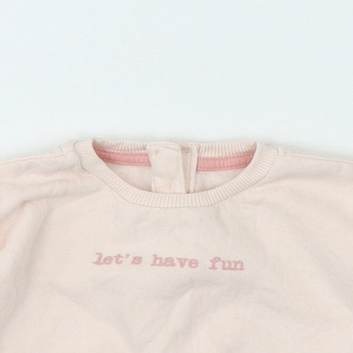 Matalan Girls Pink Polyester Jersey T-Shirt Size 0-3 Months Crew Neck - Sloagan