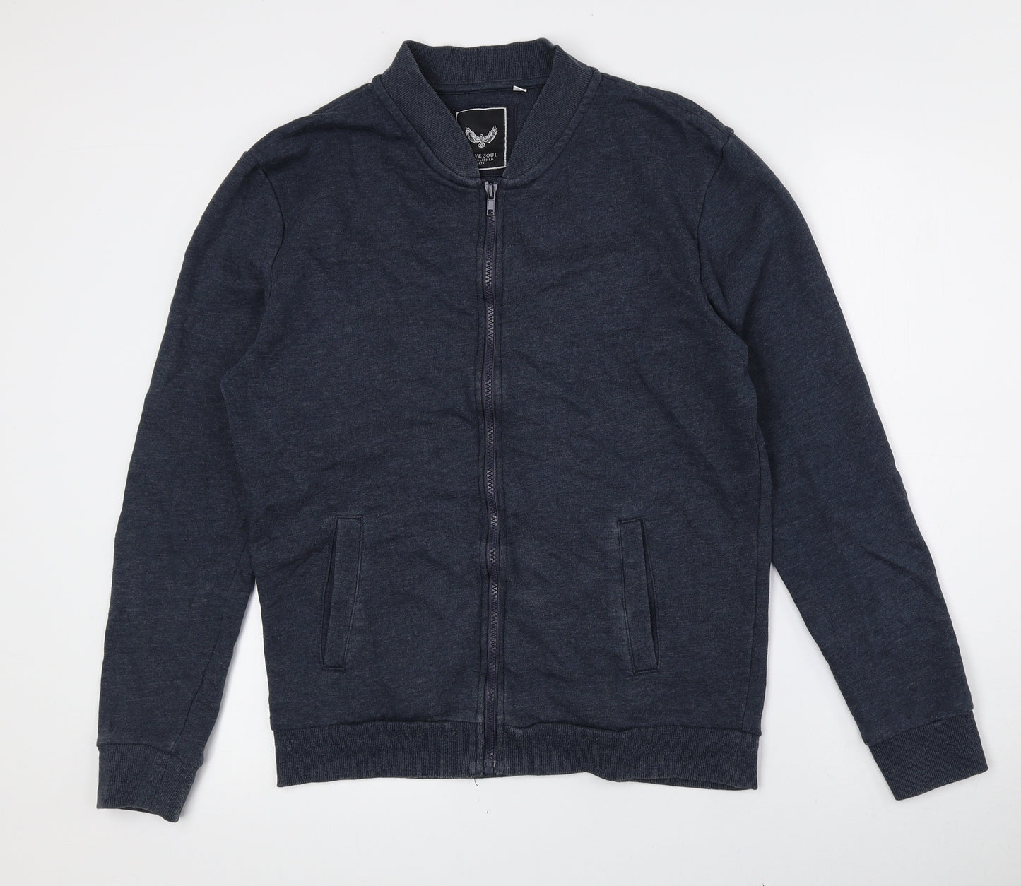 Brave Soul Mens Blue Polyester Full Zip Sweatshirt Size M