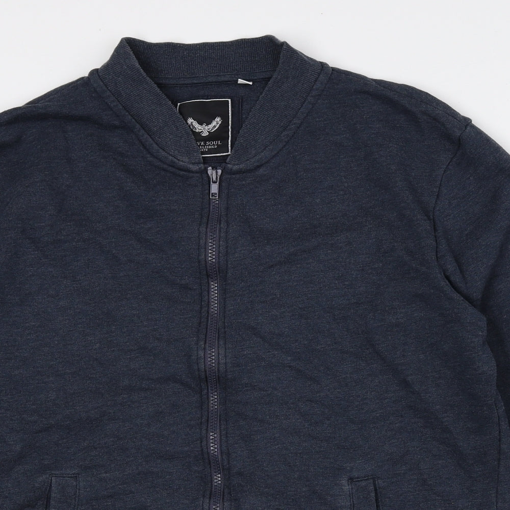 Brave Soul Mens Blue Polyester Full Zip Sweatshirt Size M
