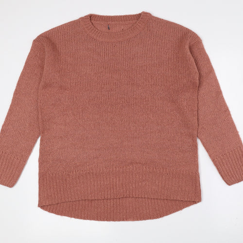 New Look Womens Pink Crew Neck Acrylic Pullover Jumper Size S