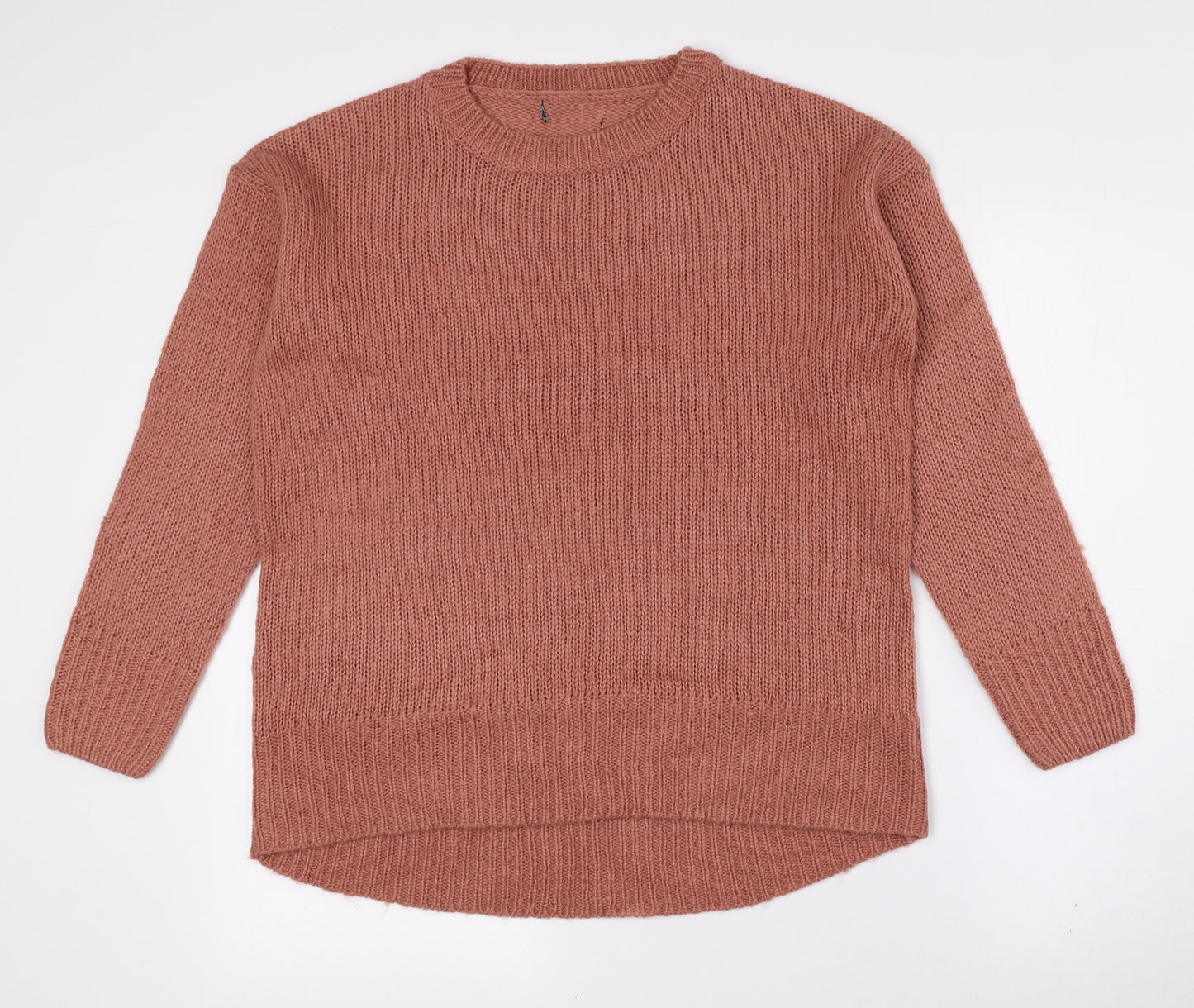 New Look Womens Pink Crew Neck Acrylic Pullover Jumper Size S