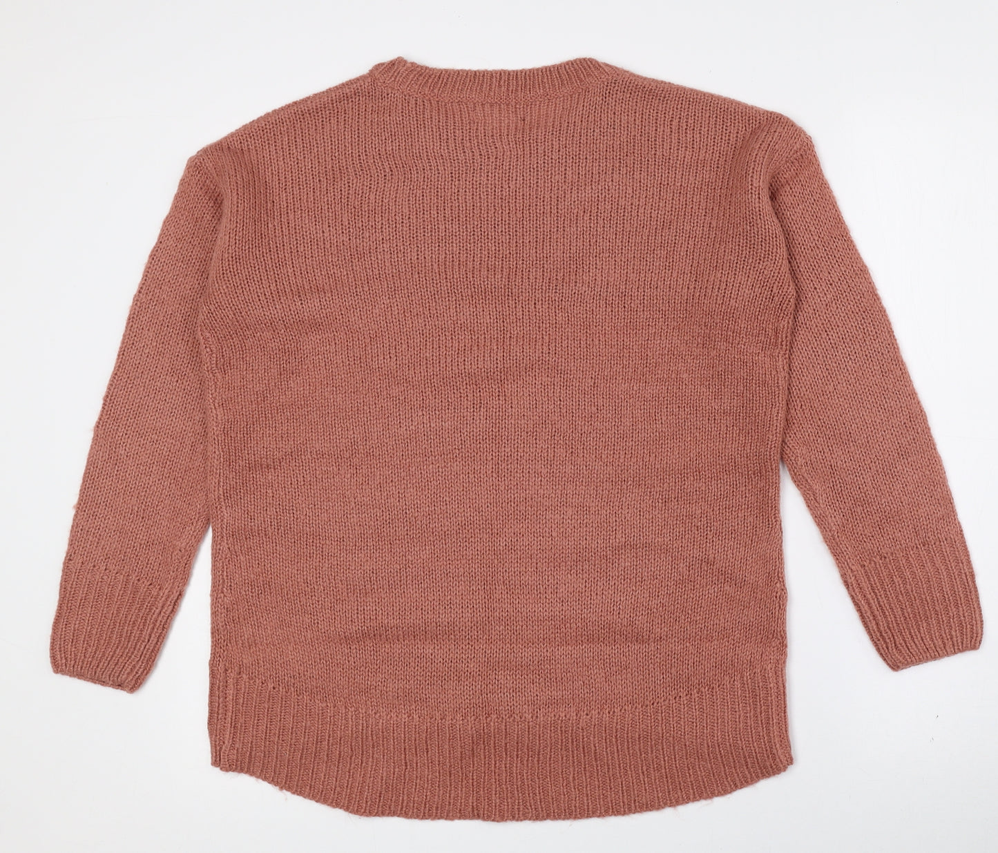 New Look Womens Pink Crew Neck Acrylic Pullover Jumper Size S