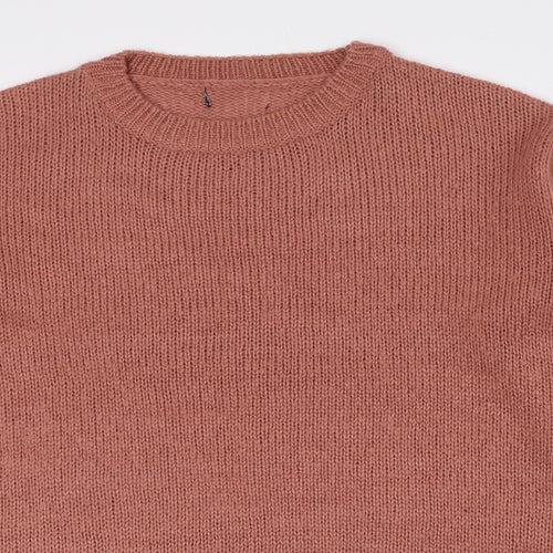 New Look Womens Pink Crew Neck Acrylic Pullover Jumper Size S
