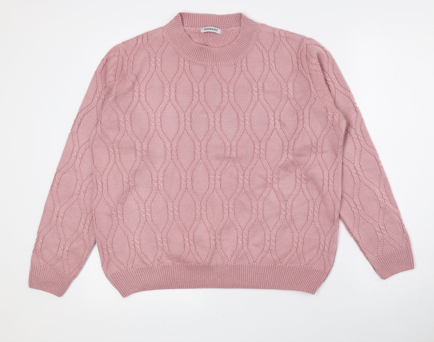 Damart Womens Pink High Neck Acrylic Pullover Jumper Size 14