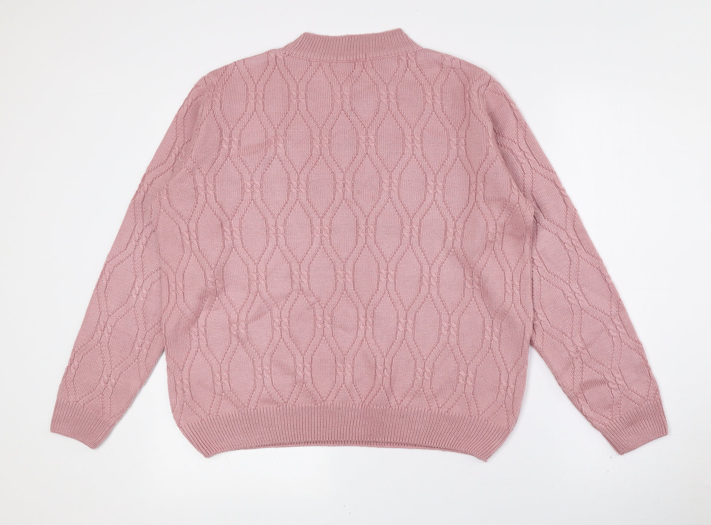Damart Womens Pink High Neck Acrylic Pullover Jumper Size 14
