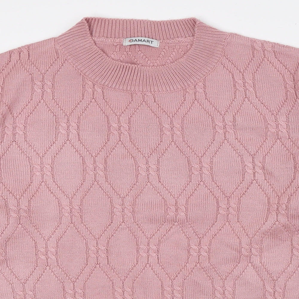 Damart Womens Pink High Neck Acrylic Pullover Jumper Size 14