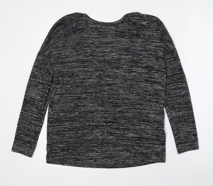 Indigo Womens Grey Polyester Basic T-Shirt Size 10 Crew Neck - Cowl Back