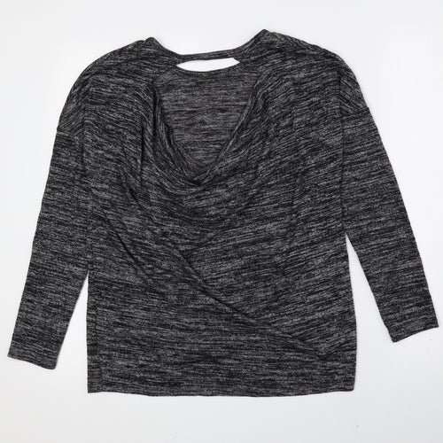 Indigo Womens Grey Polyester Basic T-Shirt Size 10 Crew Neck - Cowl Back