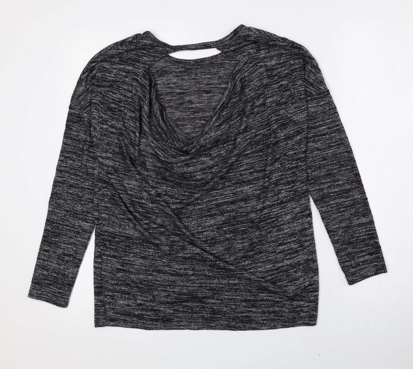 Indigo Womens Grey Polyester Basic T-Shirt Size 10 Crew Neck - Cowl Back