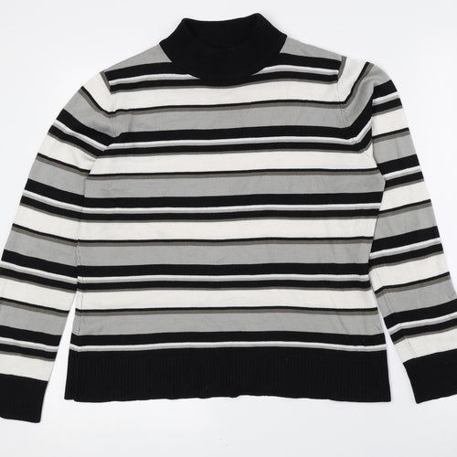 Pure & Natural Womens Multicoloured High Neck Striped Polyester Pullover Jumper Size 14