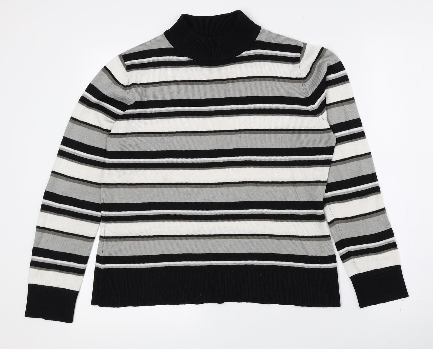 Pure & Natural Womens Multicoloured High Neck Striped Polyester Pullover Jumper Size 14