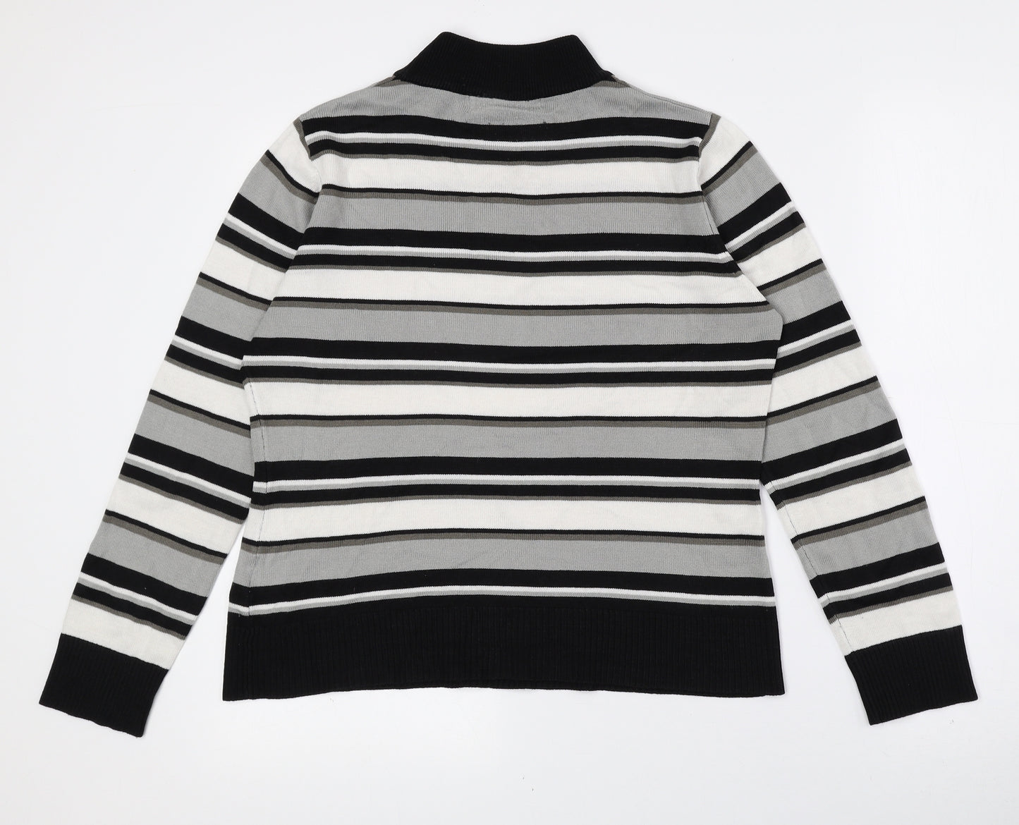 Pure & Natural Womens Multicoloured High Neck Striped Polyester Pullover Jumper Size 14