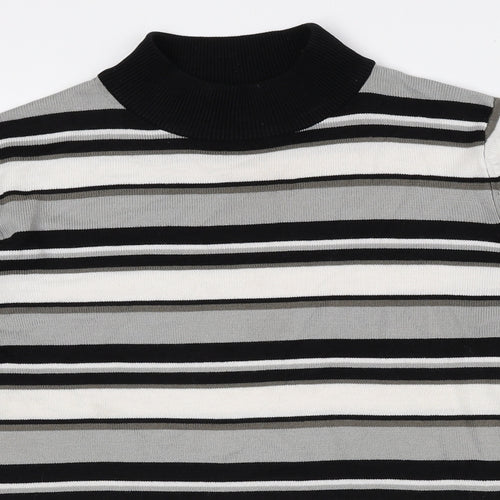 Pure & Natural Womens Multicoloured High Neck Striped Polyester Pullover Jumper Size 14