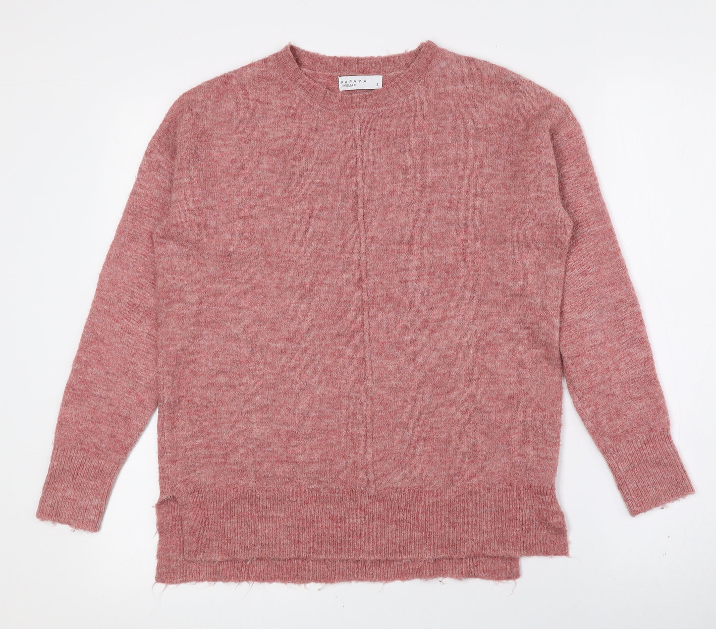 Papaya Womens Pink Crew Neck Acrylic Pullover Jumper Size S