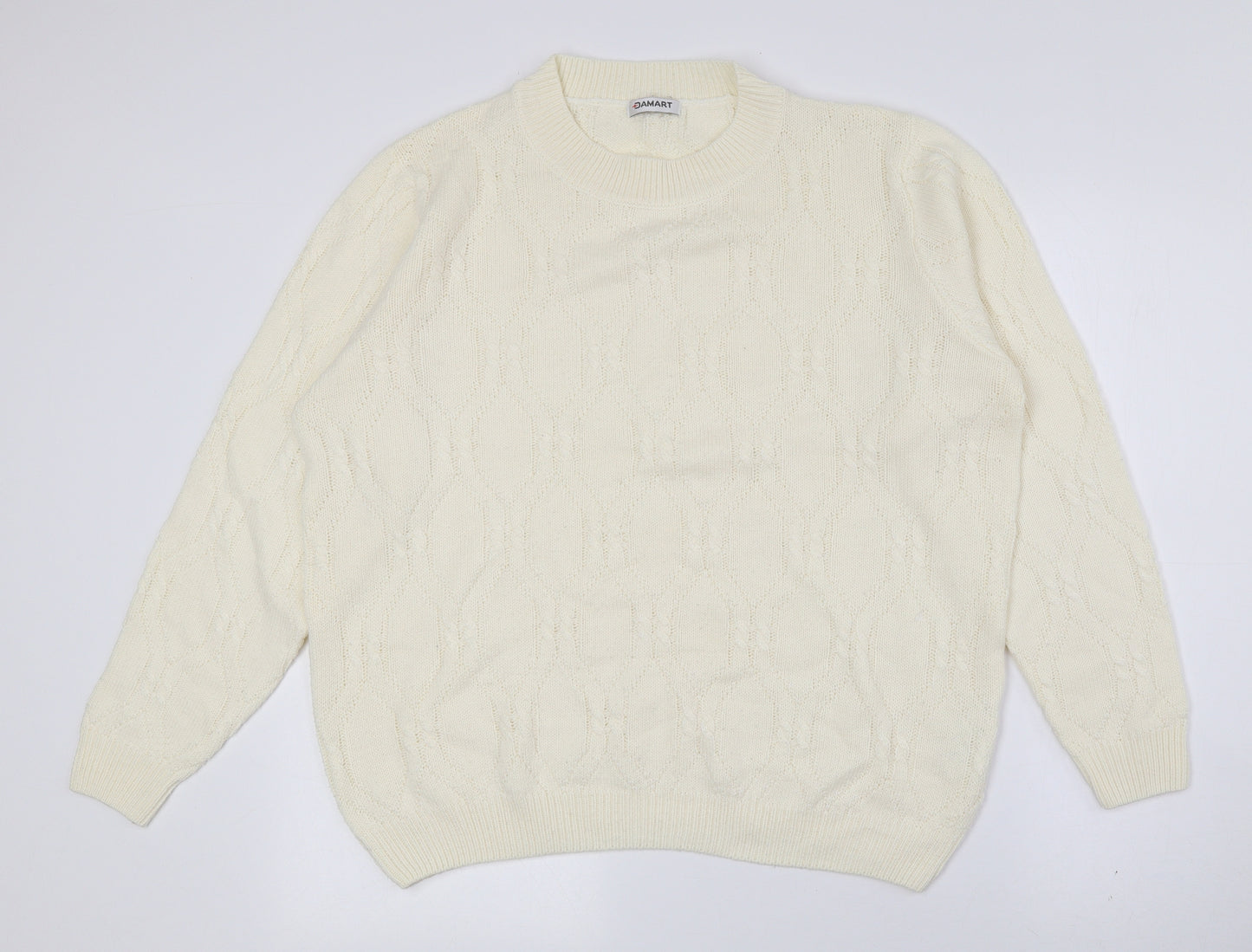 Damart Womens Yellow Crew Neck Acrylic Pullover Jumper Size 14