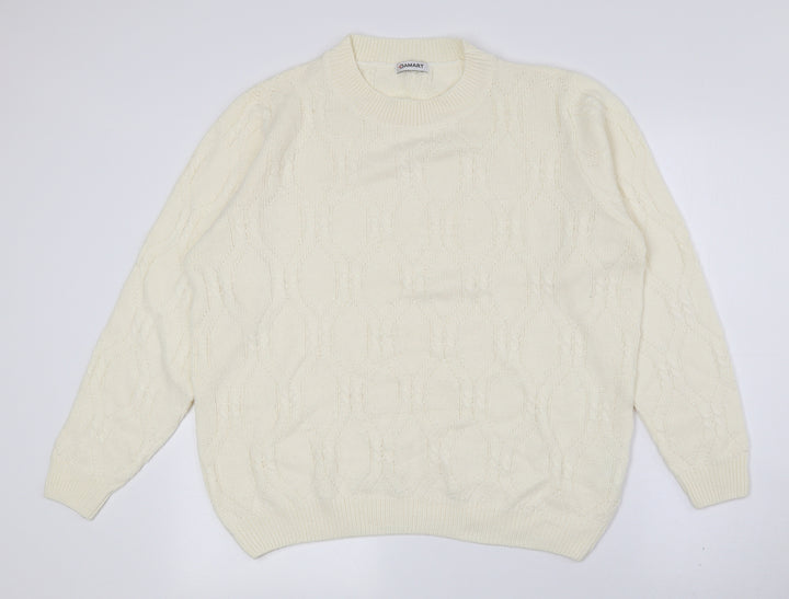 Damart Womens Yellow Crew Neck Acrylic Pullover Jumper Size 14
