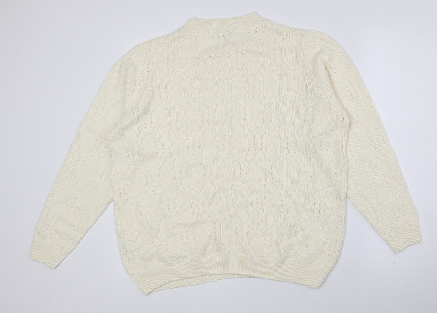 Damart Womens Yellow Crew Neck Acrylic Pullover Jumper Size 14
