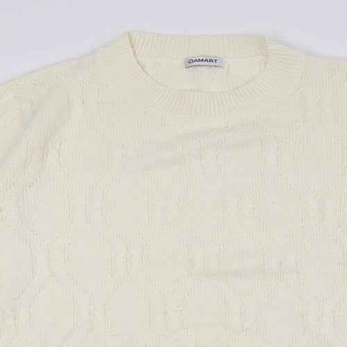 Damart Womens Yellow Crew Neck Acrylic Pullover Jumper Size 14
