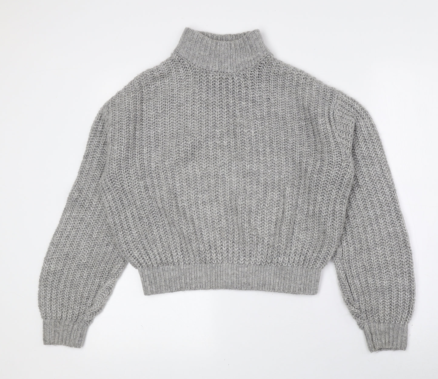Divided by H&M Womens Grey High Neck Acrylic Pullover Jumper Size XS