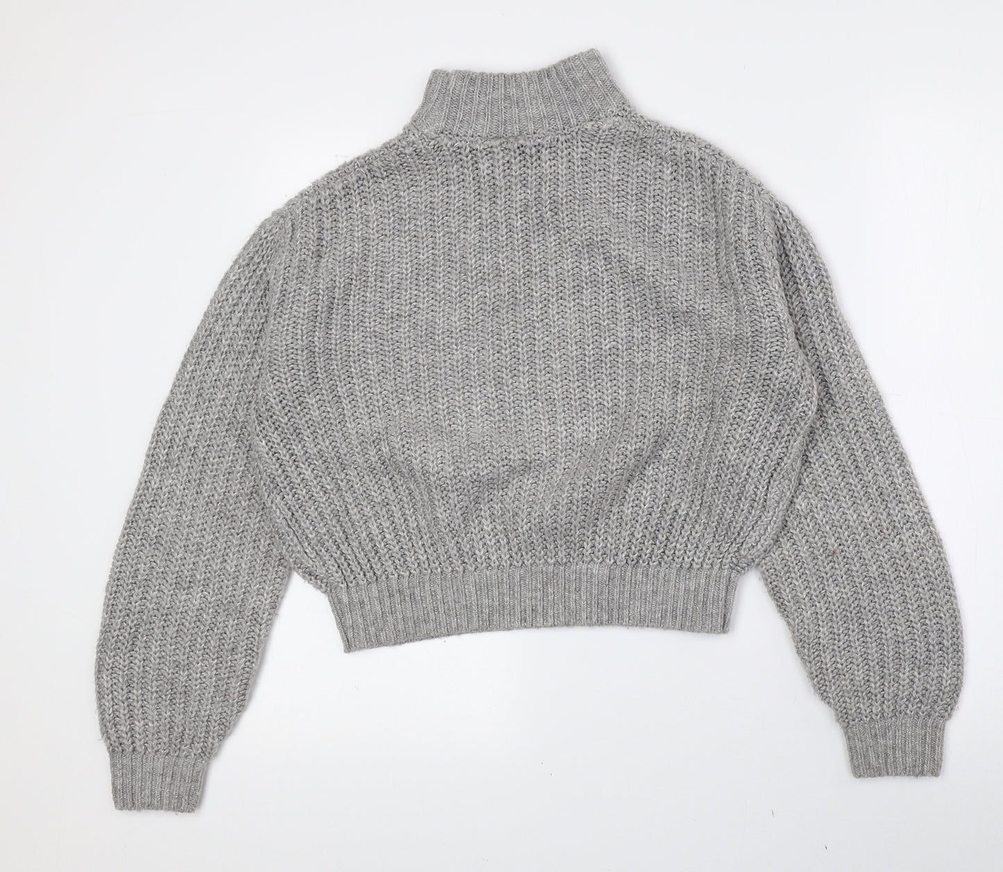 Divided by H&M Womens Grey High Neck Acrylic Pullover Jumper Size XS