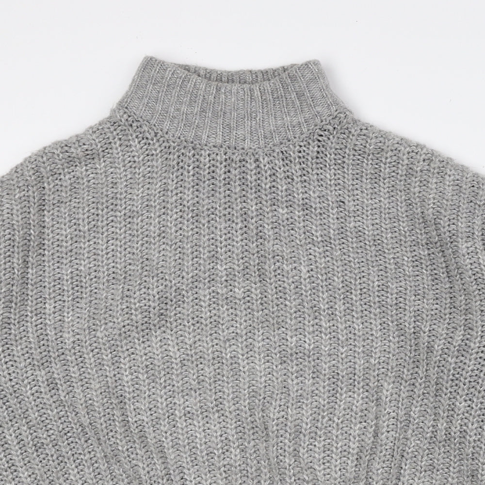 Divided by H&M Womens Grey High Neck Acrylic Pullover Jumper Size XS