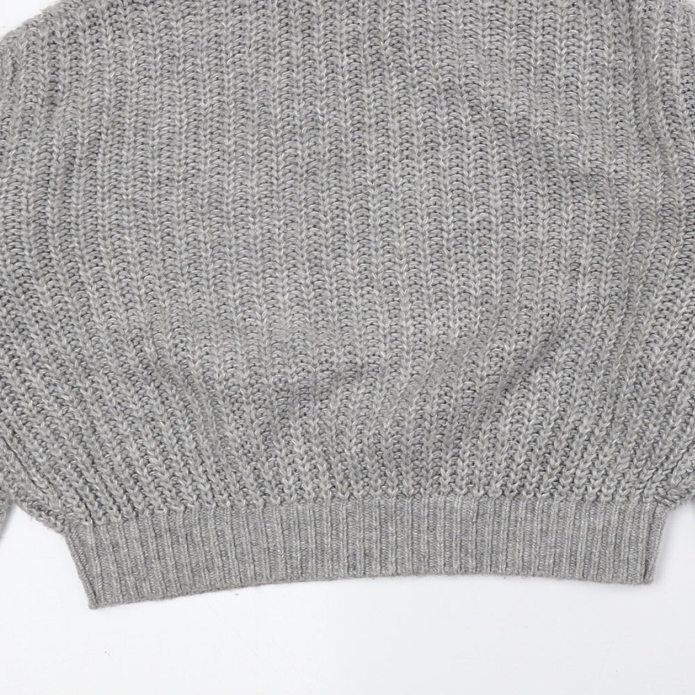 Divided by H&M Womens Grey High Neck Acrylic Pullover Jumper Size XS
