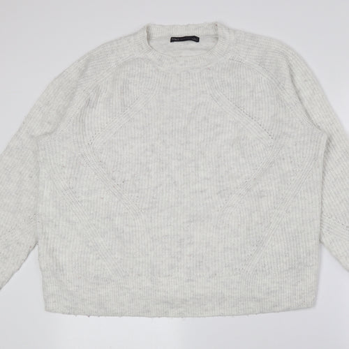 Marks and Spencer Womens Grey Crew Neck Acrylic Pullover Jumper Size L
