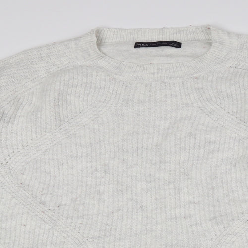 Marks and Spencer Womens Grey Crew Neck Acrylic Pullover Jumper Size L