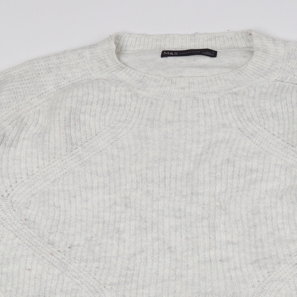 Marks and Spencer Womens Grey Crew Neck Acrylic Pullover Jumper Size L