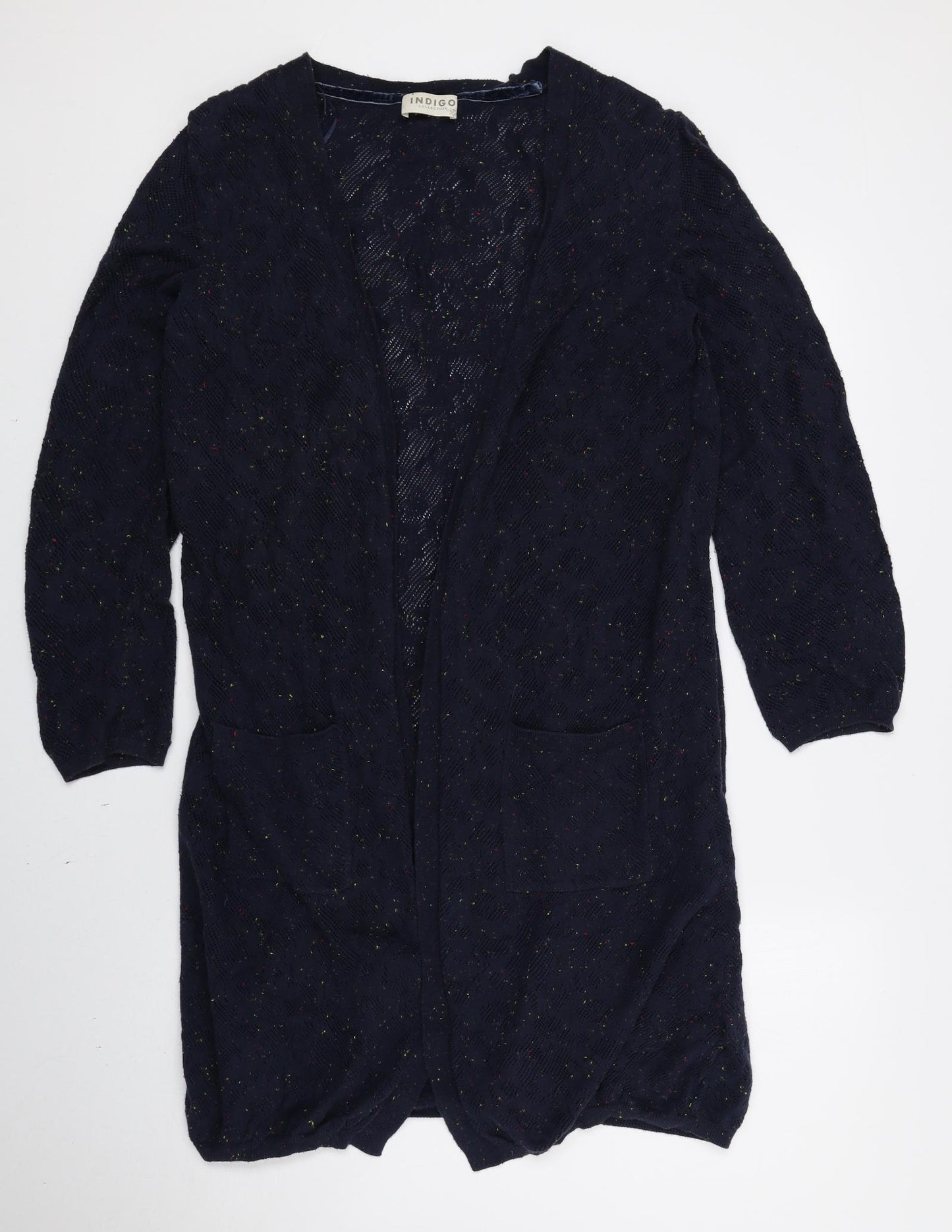Indigo Womens Multicoloured V-Neck Cotton Cardigan Jumper Size 14