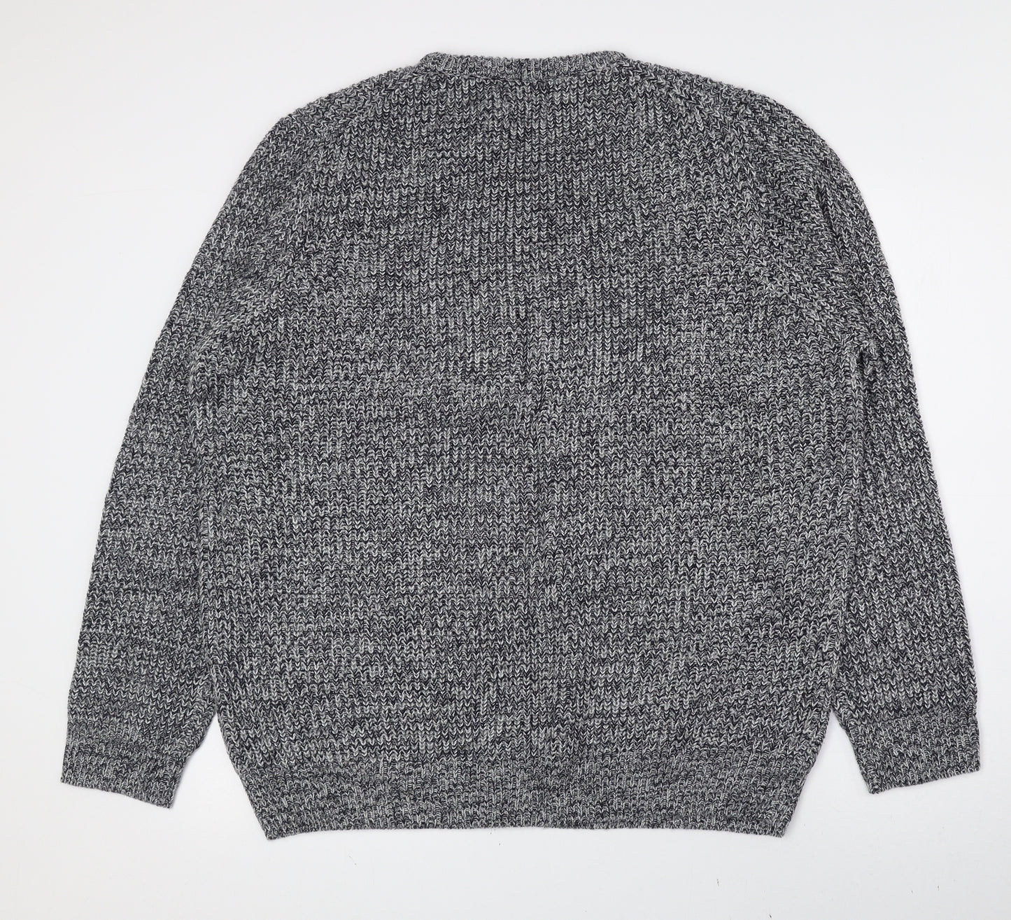 George Mens Grey Round Neck Acrylic Pullover Jumper Size XL