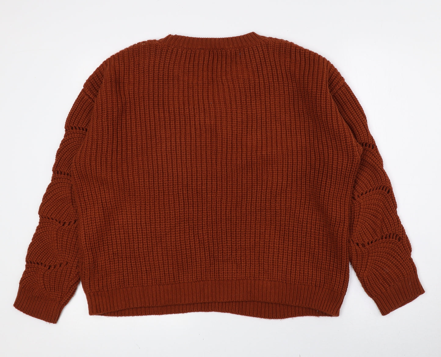 New Look Womens Red Crew Neck Acrylic Pullover Jumper Size S