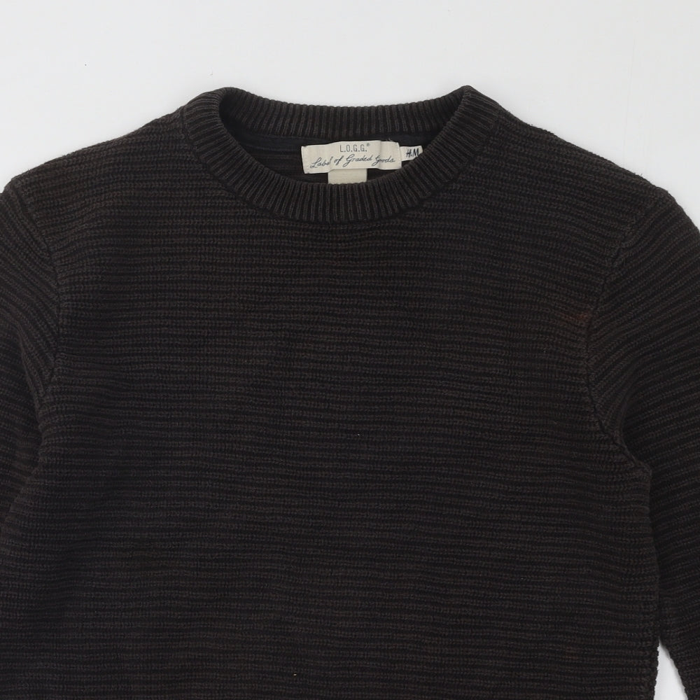 H&M Womens Brown Round Neck Cotton Pullover Jumper Size S